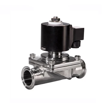 

3/4 inch Sanitary Solenoid Valve Food Grade Stainless Steel 304 Tri Clamp Connection PTFE Sealing Normally Closed
