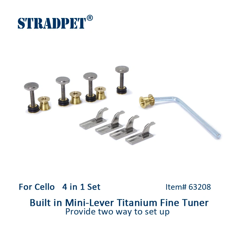 

STRADPET Cello Built in Mini-Lever Titanium Fine Tuners Set, 4 in 1, Cello accessories