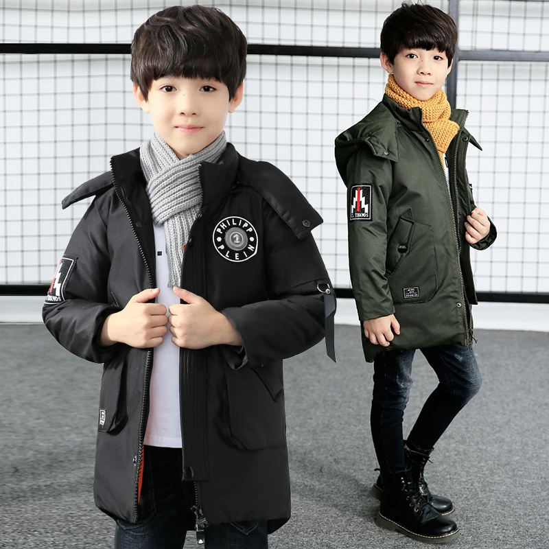 

boy winter jacket coat 2018 parka boy hooded long sleeve thick warm fashion winter down jacket parka for boy kids winter clothes