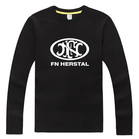 FNH FN Herstal футболка Pro Gun футболка Fabrique Nationale d'Armes de Guerre огнестрельное оружие пистолет Бельгия с длинным рукавом светящаяся футболка - Цвет: black