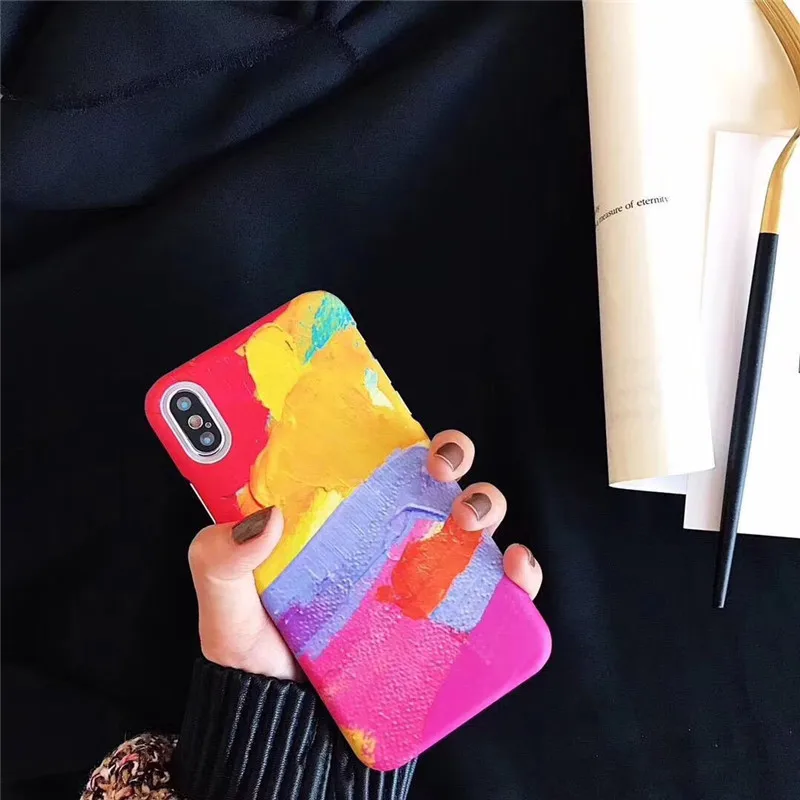 Art Simple Watercolor Oil Painting Apple6 Mobile Phone Shell IPhone7plus/8/6s/X Frosted Set Female | Мобильные телефоны и