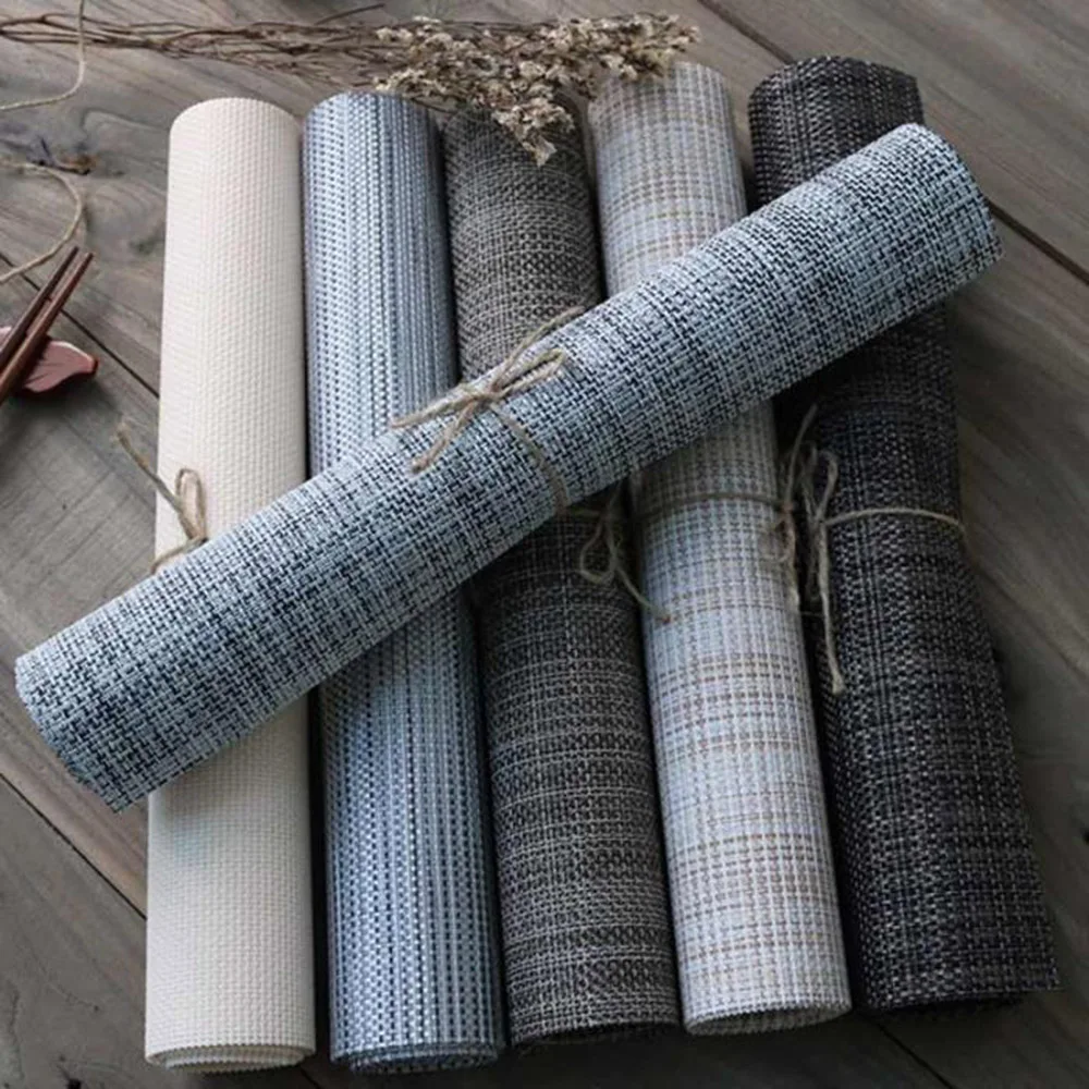 

Enipate Large Size 45*30CM Table Mat Pads PVC Rectangular Non-Slip Heat Insulation Braided Placemat Kitchen Bowl Plate Cup Pads