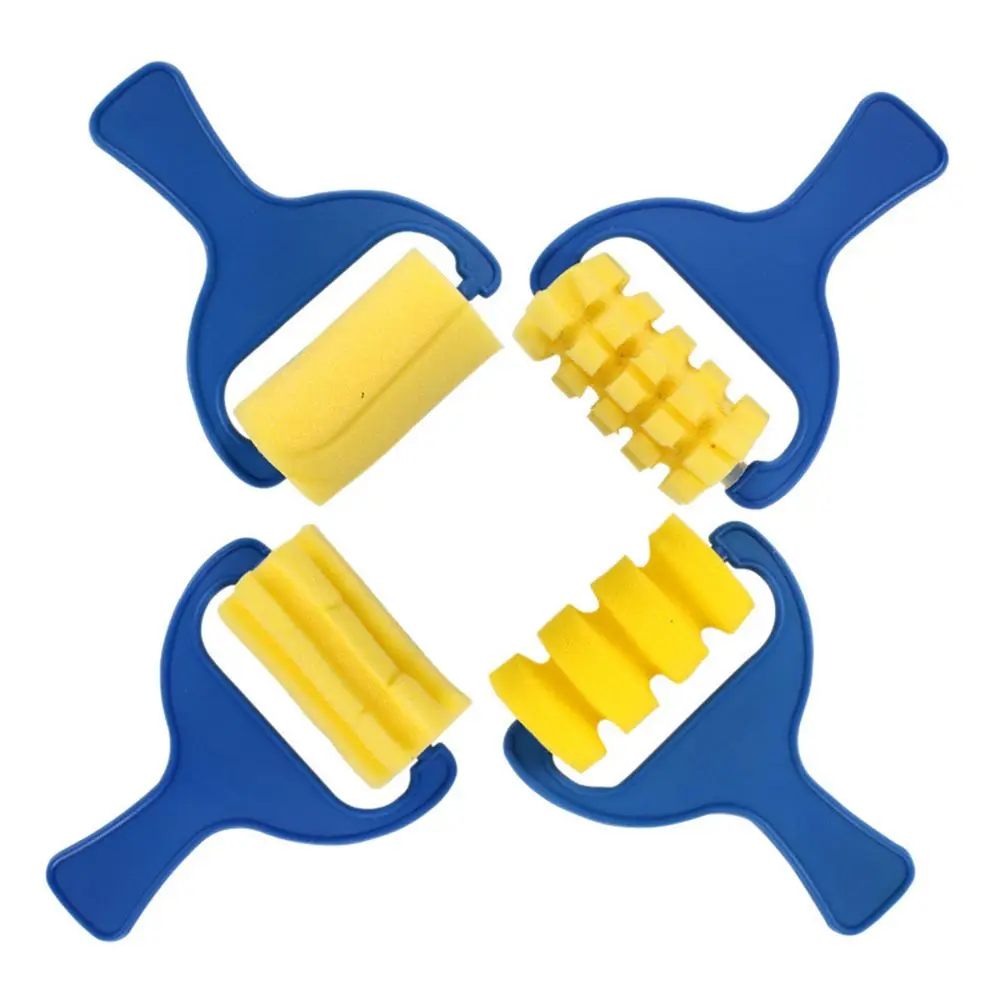 

4 Pcs Hot Sale Kids Creative Yellow Sponge Brushes Watercolor Children Painting Graffiti Plastic Handle Drawing Toys