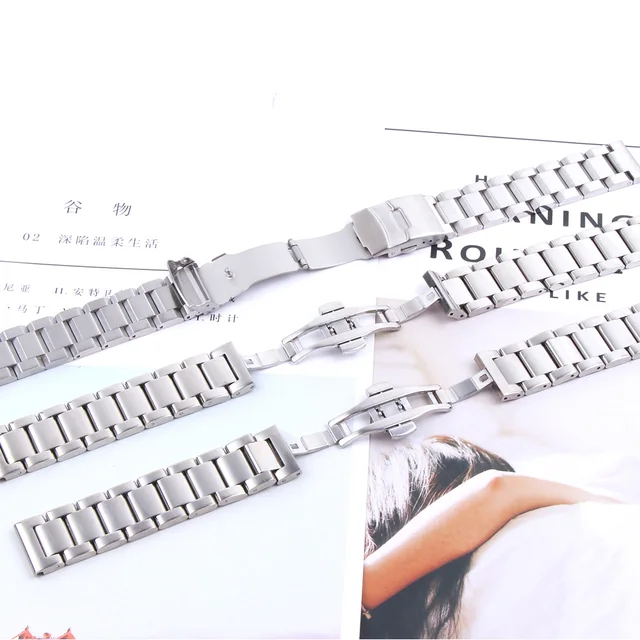 Correas de acero inoxidable para reloj, de plata, 18mm, 20mm, 21mm, 22mm, 23mm, 24mm, 26mm, 28mm, correa de Metal, pulsera de reloj Correas de acero inoxidable para reloj, de plata, 18mm, 20mm, 21mm, 22mm, 23mm, 24mm, 26mm, 28mm, correa de Metal, pulsera de reloj