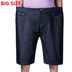 Летние большие размеры джинсовые капри плюс размер мужской жир Штаны Хлопок Мужской тонкие джинсы Большие размеры короткие штаны
