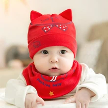 HPBBKD шапка для новорожденного ребенка набор 2 шт./лот детские шапки Хлопок Детские шапочки детская шапка Девочки Мальчики нагрудник Детский шарф Детский набор из шапки и шарфа GH615