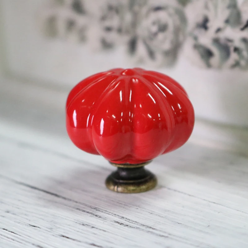 Decorative Kitchen Knob Ceramic Pumpkin Shape Pull Knobs Room