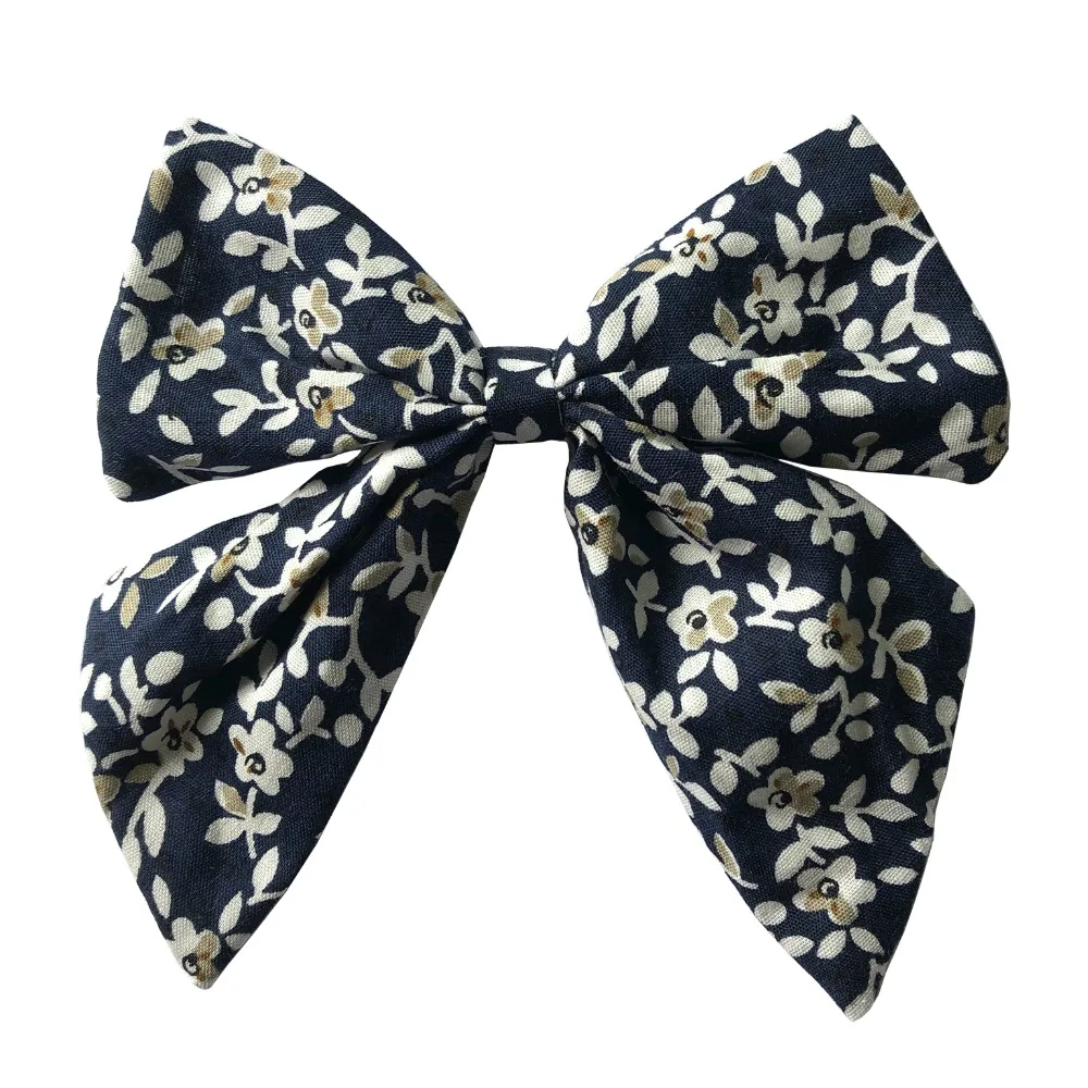 Cotton Linen Fabric Hair Bows Boutique Hair Clips Sailor Bow Barrettes Hairgrips Baby Girls Women Hair Accessories Headwear head accessories female