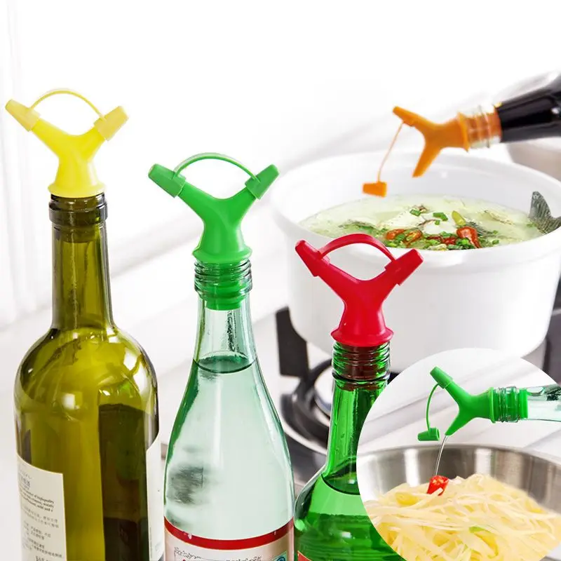 

New Double Oil Bottle Mouth Stopper Sauce Bottles Nozzle Caps Wine Stopper Pour The Liquid Guiding Device Kitchen Tools