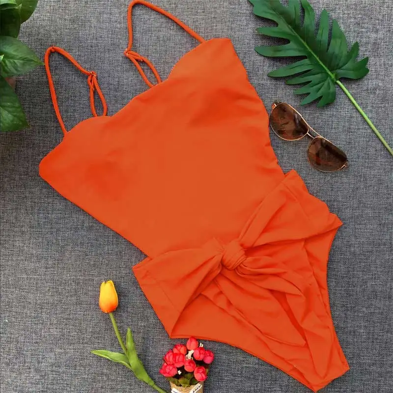 Bikinx, сексуальный купальник, женский купальник, большой размер, купальники, цельные костюмы, пуш-ап, бандаж, купальник, Женский Бразильский бикини - Цвет: Оранжевый