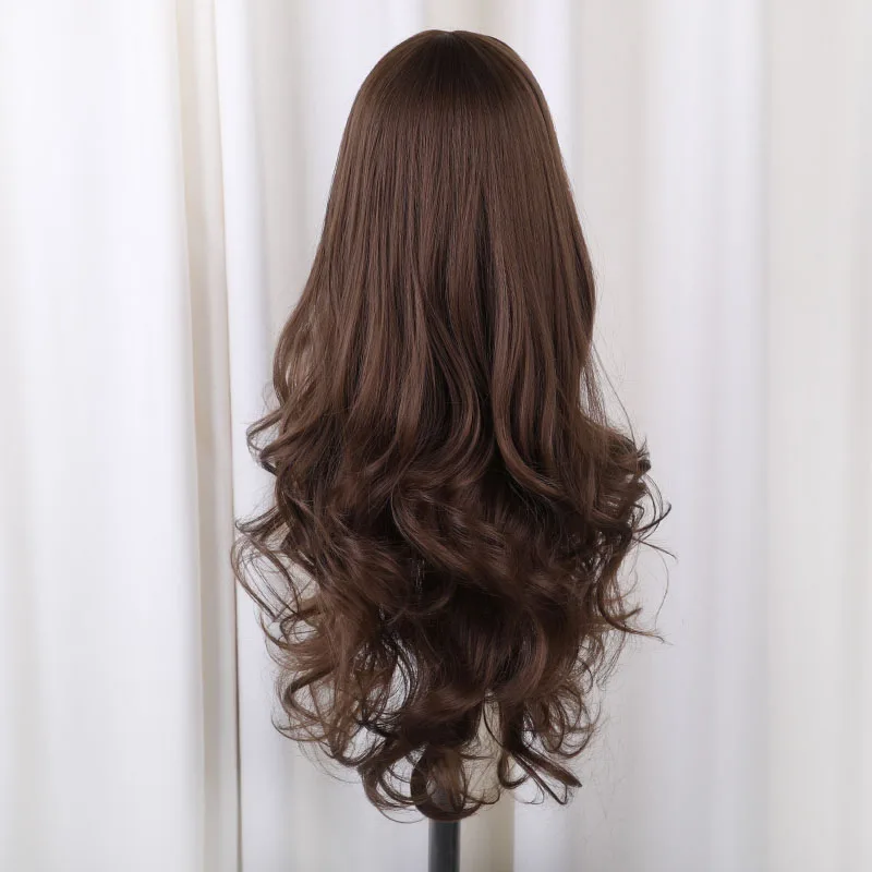 Element, 24 дюйма, длинный синтетический парик с челкой, модные, натуральные, волнистые, косплей, вечерние, парики для женщин, средний парик, шапка - Цвет: Light Brown
