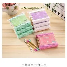 Двухголовый спиральный цвет ватный тампон одноразовая бамбуковая палочка макияж Чистый ухо ватные тампоны очищающий ватный тампон(100 шт./упак