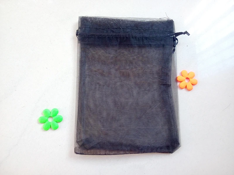 

11*16cm 200pcs Organza Bag black Drawstring bag jewelry packaging bags for tea/gift/food/candy small transparent pouch Yarn bag