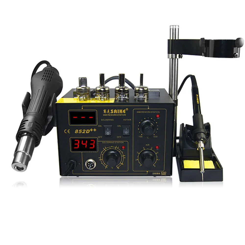 Паяльная станция Saike 952D 852D ++ электрическая паяльная с термофеном держатель для