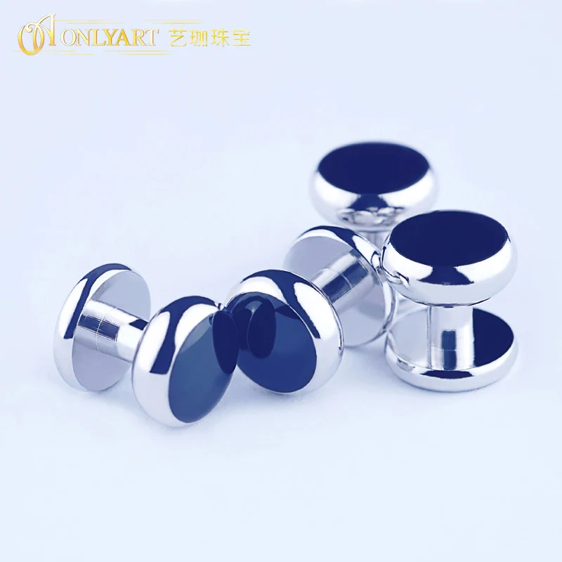 

OnlyArt formal 4pcs black tuxedo studs cuff links set for men wedding studs 9MM round