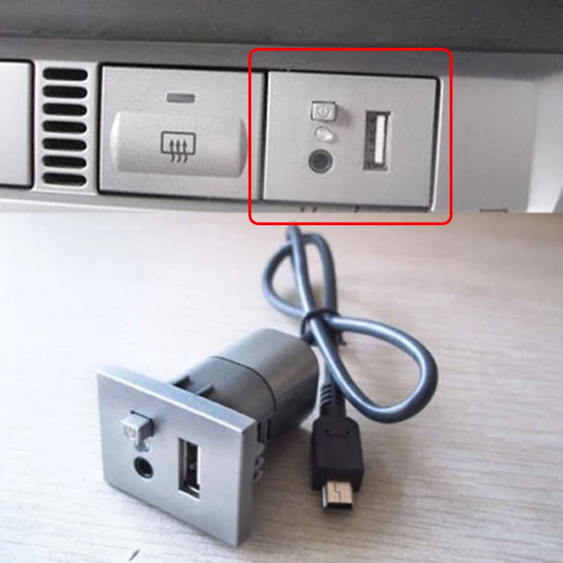 Biurlink DIY автомобиль 2 в 1 AUX USB Слот Кнопка панель с мини-usb кабель для Ford Focus 2009-2013