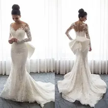 Женское свадебное платье с юбкой годе элегантное кружевное длинным