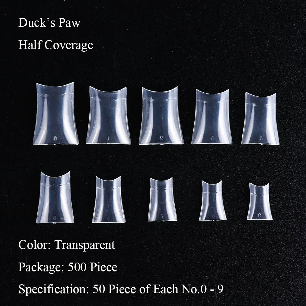 500 шт французские половинчатые накладные ногти акриловые накладные ногти Натуральные Искусственные накладные ногти дисплей для наращивания ногтей Маникюрный Инструмент JI871 - Цвет: Duck Paw Transparent