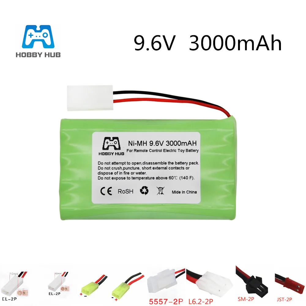 Hobby hub 9,6 V Ni-MH 3000mAh Батарейная вилка, несколько разъемов, перезаряжаемая батарея nimh AA 3000 mah для радиоуправляемых автомобилей, игрушечных инструментов