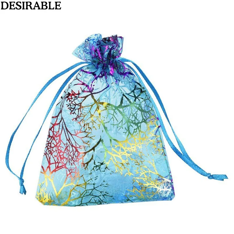 

50 Pcs Wedding Christmas Gift Pouches Beam port Organza Jewelry Candy Sachet Packaging Bags Birthday Event Party Decoration bag