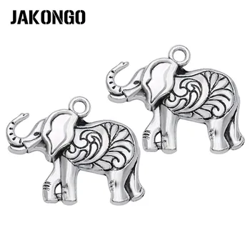 

JAKONGO Tibetan Silver Plated Elephant Charms Pendants Jewelry Making Bracelet Accessories DIY Handmade Craft 26x22mm 10pcs