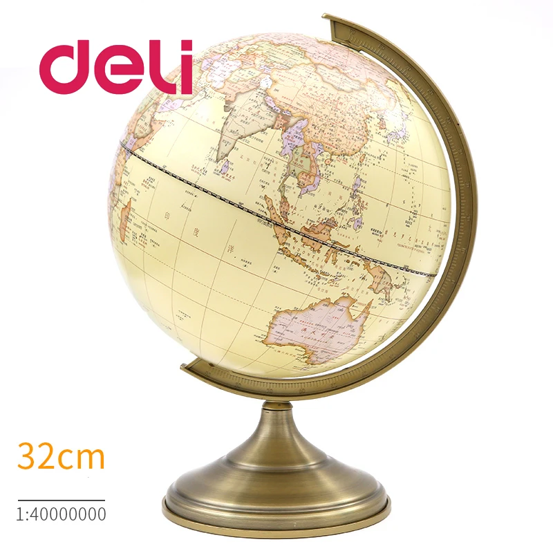 

Deli LED World Earth Globe light Stereoscopic 3d Map Geography Educational metal stand Ideal Miniatures Gift office gadgets