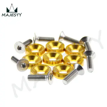 

16PCS M6 WIDE HEX SCREW BOLT BUMPER FENDER WASHER ANODIZED ALUMINUM GOLD