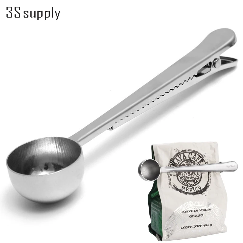

Stainless Steel Silver Coffee Scoops Bag Seal Clip Milk Powder Flesh Espresso Tea Scoop Ice Cream Spoon Barista Cooking Tools