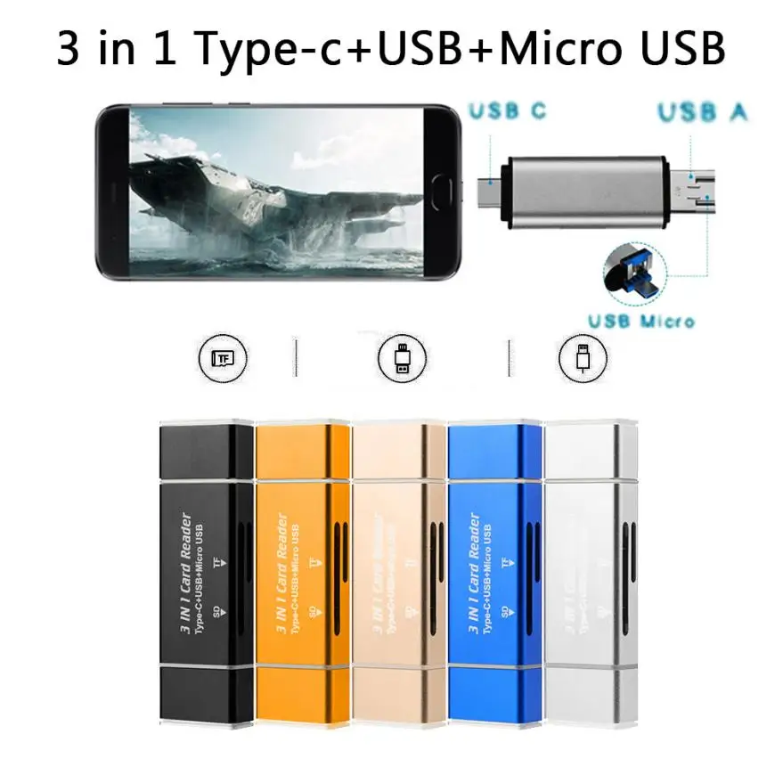 3 в 1Type C порт USB A Micro кардридер адаптер с OTG для Samsung Прямая поставка 14 марта|usb a|usb a