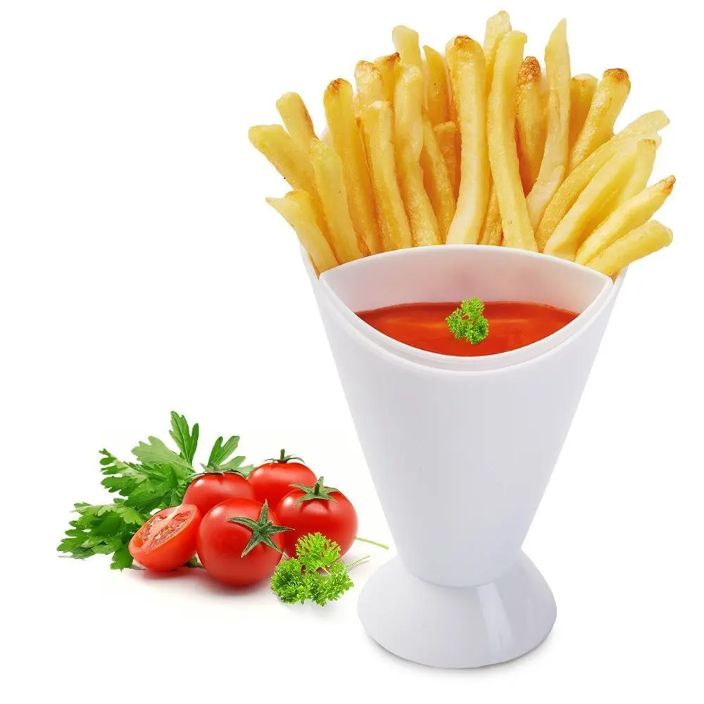 Белый пластиковый французский фритовый чип-конус подстаканник для салата, чашка с блюдцем, ассорти соус-кетчуп, чаша для варенья