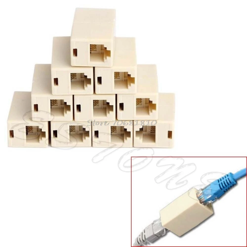 

10Pcs RJ45 CAT5 Coupler Plug Network LAN Cable Extender Connector Adapter