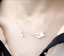 Cute Elephant Family Stroll Design Fashion Women Charming Crystal Chain Necklace Chocker necklace