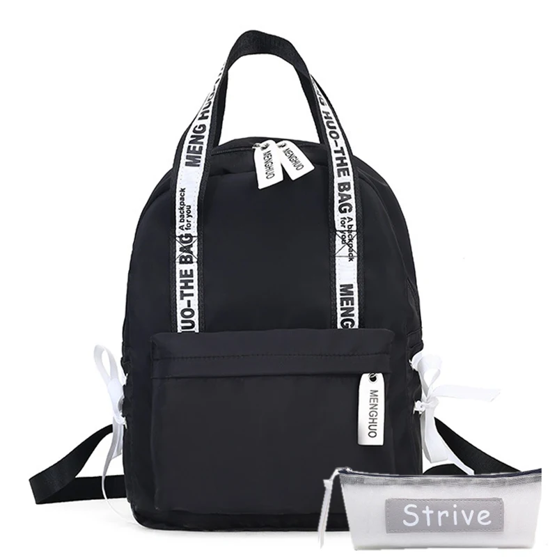 HLDAFA, модный рюкзак большой вместимости, женские школьные сумки для подростков, женские нейлоновые дорожные сумки для девочек, консервативные подарочные мочилы - Цвет: Black