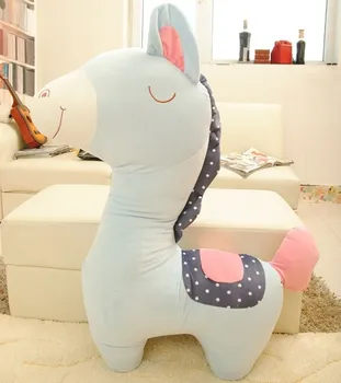 

big new creative stuffed horse toy plush cute blue horse pillow doll gift about 100cm