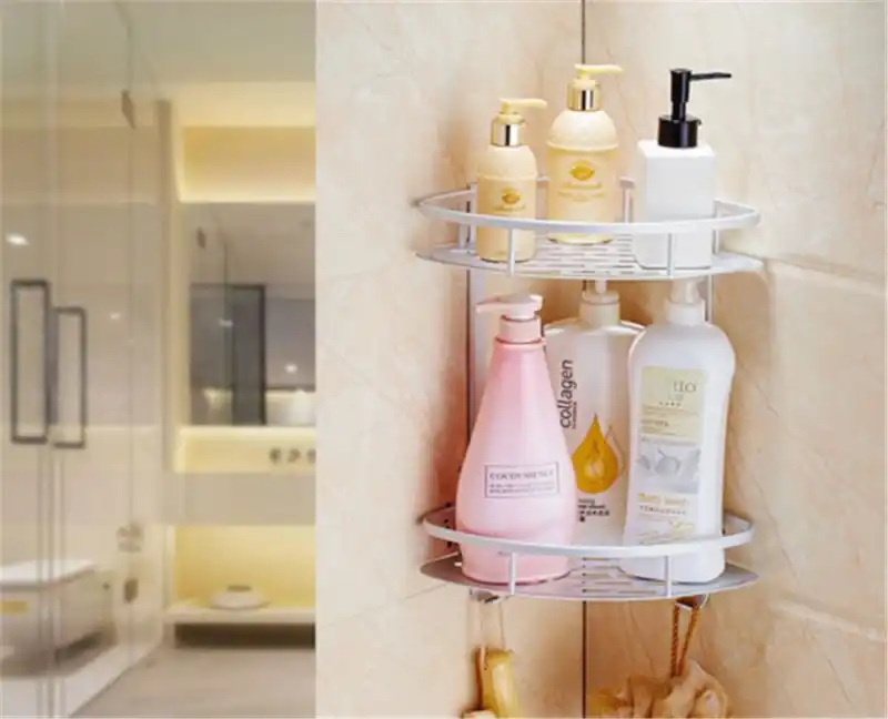 2 Layer Suction Cup Bathroom Kitchen Storage Shower Shelf Holder