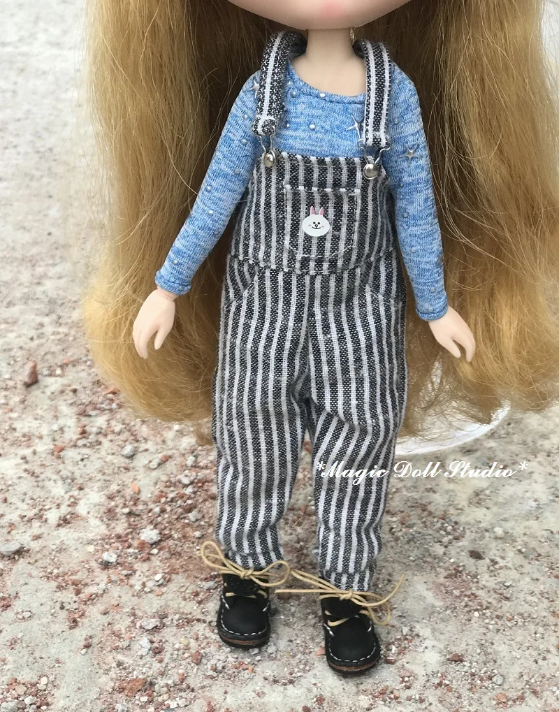 [MG640] Новинка Neoblythe одежда# полосатый хлопковый комбинезон с картонной печатью подходит для Blyth Azone Licca OB24 кукла Outfis розничная