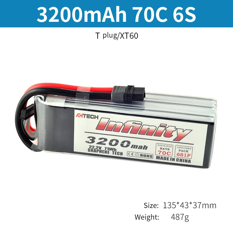 Аккумулятор Infinity 6S LiPo 70C 3200mAh 4200mAh 5200mAh 22,2 V с T или XT60 разъемом RC Lipo battery
