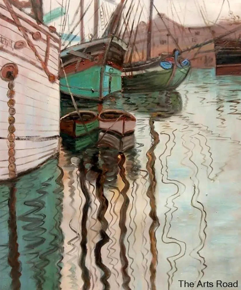 Wall Art Paintings for Living Room Harbor of Trieste, 1907 Egon Schiele Canvas Painting Abstract Landscape Art Wall Art Paintings for Living Room Harbor of Trieste, 1907 Egon Schiele Canvas Painting Abstract Landscape Art