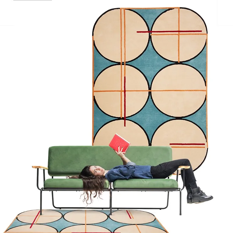 Best Post modern abstract  geometric  thicken  rug , big size   art living room carpet ,  home decoration bedside floor mat 2