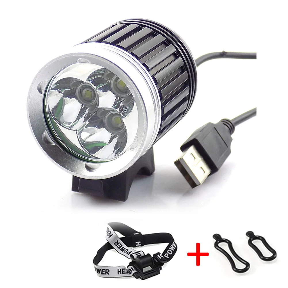 Rechargeable 3800LM Double LED+COB Bicycle Head Light Bike USB Lamp+USB Cable #