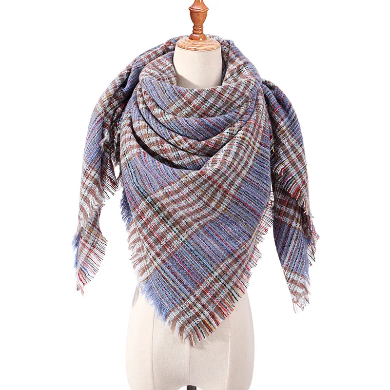OLOME дизайнерский трикотажный зимний шарф для женщин клетчатый теплый кашемировый шарф шали женское одеяло треугольный пашминовый палантин