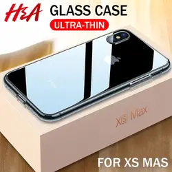 H & A Роскошные стекло чехол для iPhone XS MAX XR X чехол ультра тонкий прозрачный задняя крышка для чехол для iPhone XS MAX прозрачный чехол