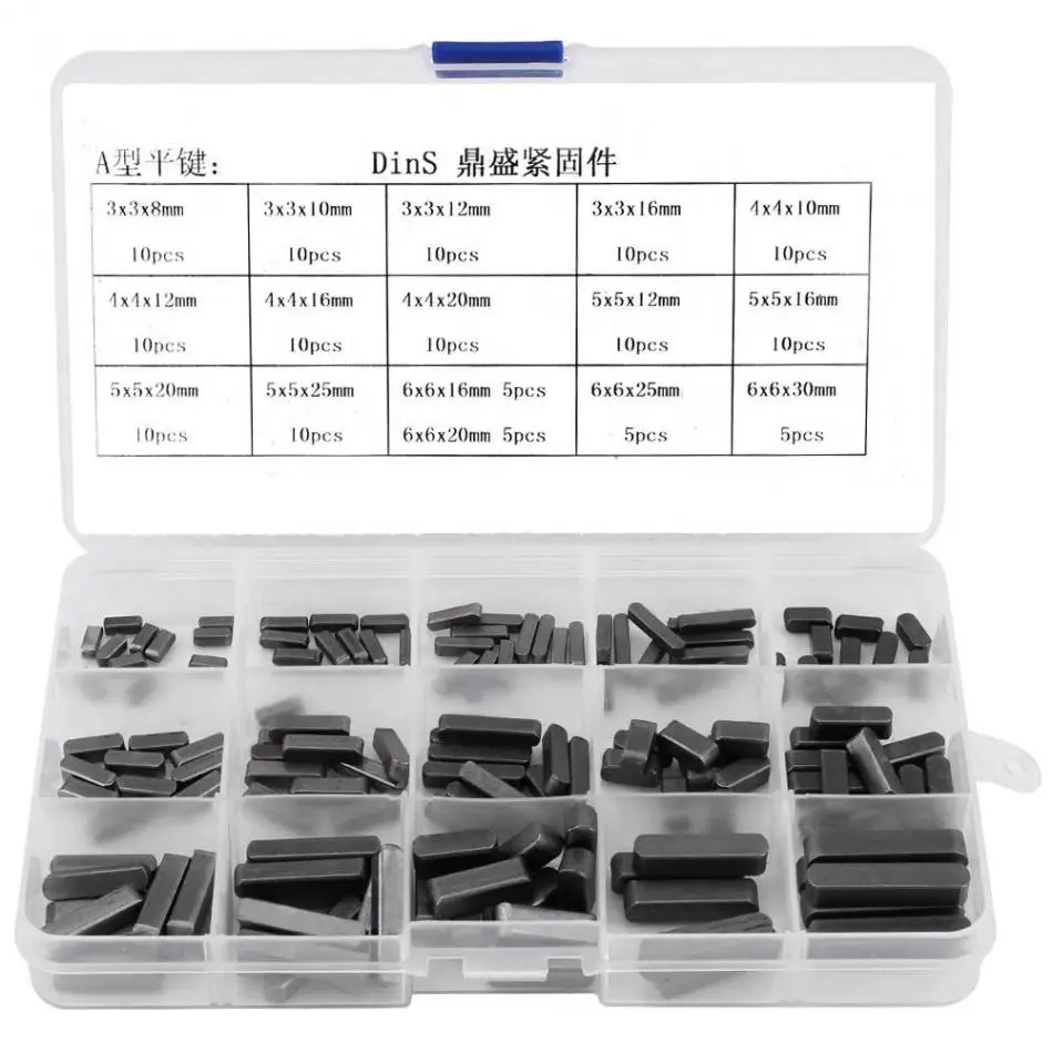 

WALFRONT 140pcs/Box Round Ended Feather Key Stainless Steel Dowel Drive Shaft Parallel Key Fasteners Hardware Tools Assortment