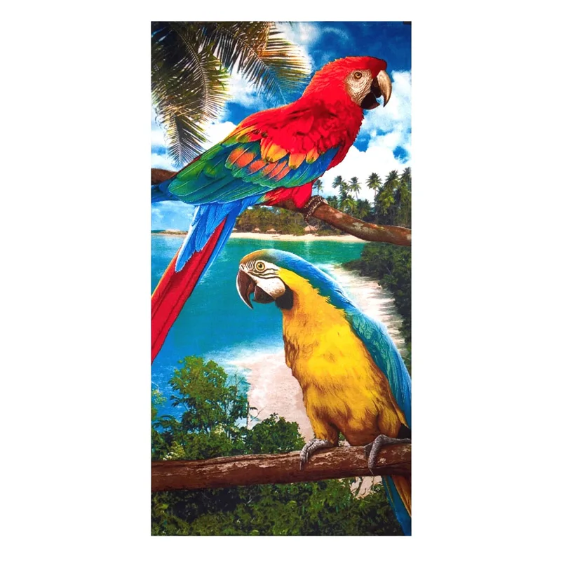 

Colorful Tropical Birds Parrots Lounger Beach Bath Towel Vibrant Parrot Macaw Travel Bathroom Towels Sauna Spa Hair Towel 140X70