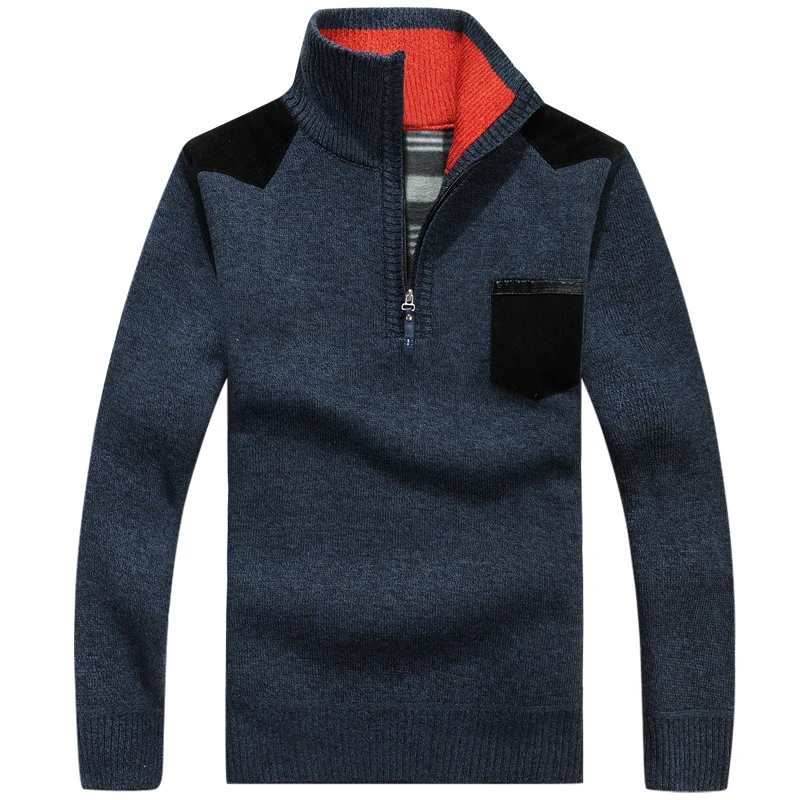Covrlge, осенне-зимние свитера, мужские пуловеры, теплый толстый вязаный мужской свитер, повседневный кашемировый мужской брендовый свитер MZM025 - Цвет: Darkblue