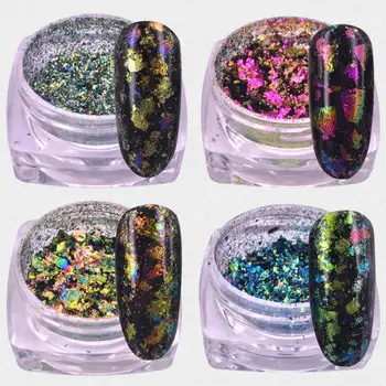 

4 boxes/lot Hot Sales Irregular Chameleon Sequins Nail Glitter Paillette Colorful Nail Flakies Powder Manicure Tips Decoration