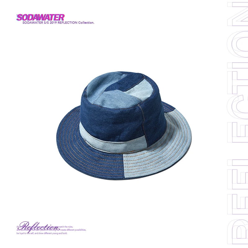 Sodaводяная девушка 2019 Лето хип хоп деним синий ведро шляпы для женщин уличная пара Рыбалка шляпа лоскутное солнцезащитные очки для женщин