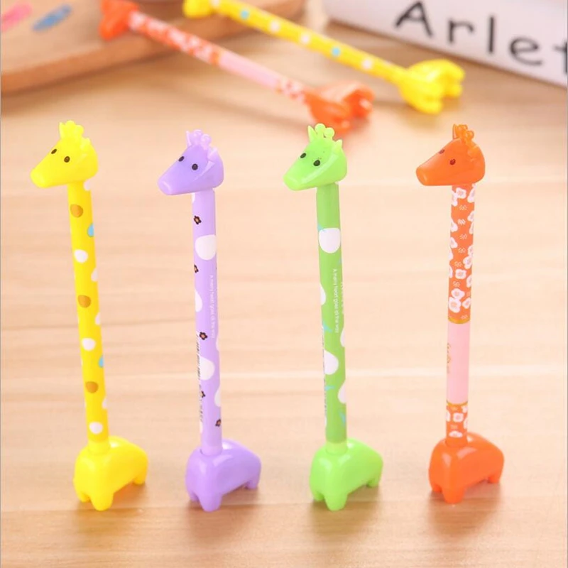 2Pcs/lot 0.38mm Giraffe Style Gel Pen Cute Animal Black Water Ink Pens Creative Stationery