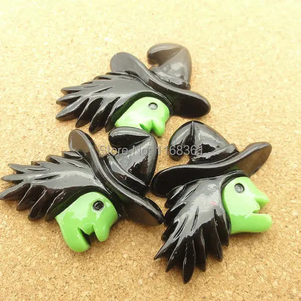 1pcs/lot resin flat back Halloween green face ghost cartoon 30mm Cabochons Hair Bow Center DIY Christmas decration C114-10