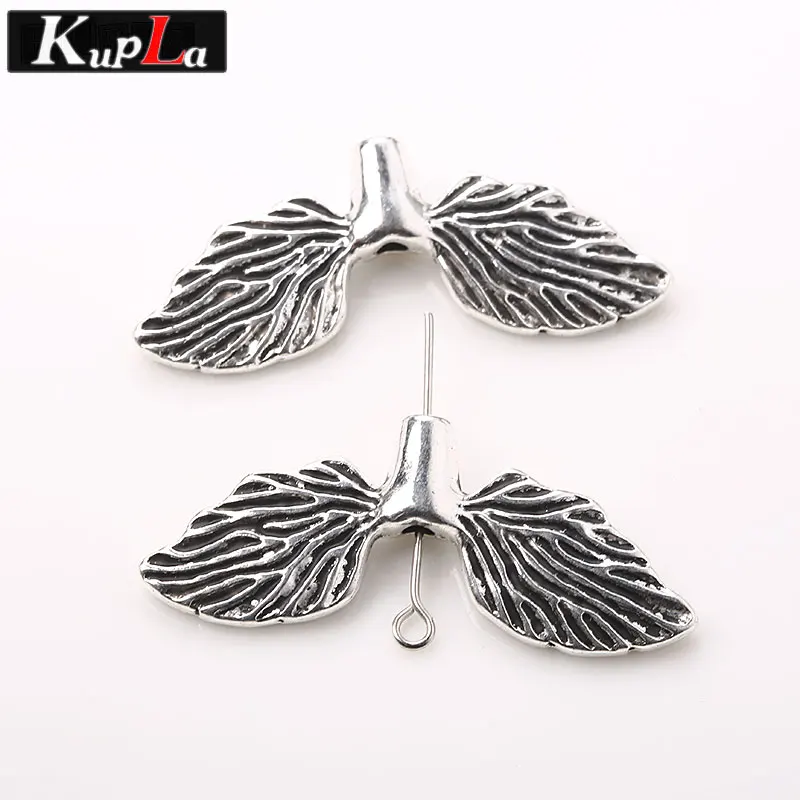 

Kupla Vintage Metal Angel Wings Beads for Jewelry Making DIY Handmade Fashion Wings Charms Crimp & End Beads 15*42mm C6060